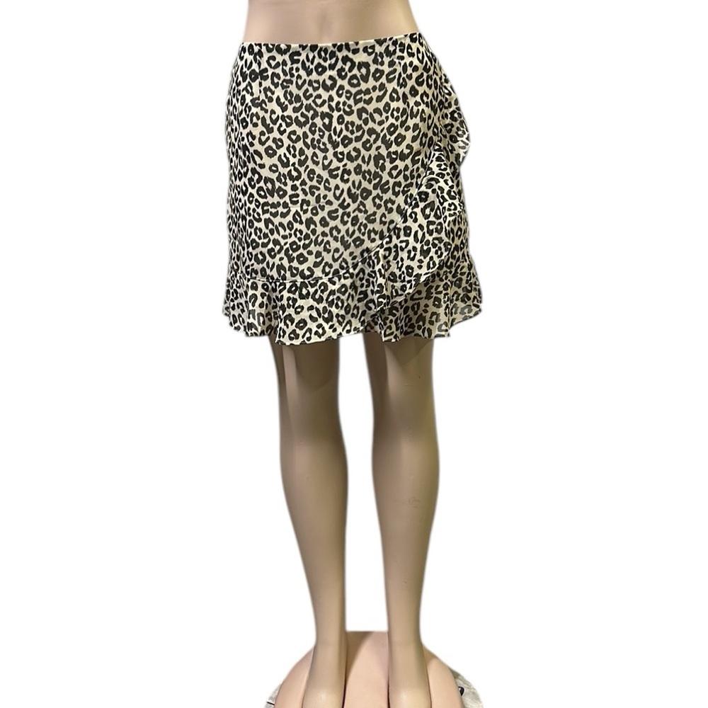8apart Artemis Animal Print Chiffon Wrap Look Ruffled Fully Lined Mini Medium